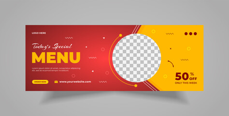 Food menu and restaurant  social media post, web banner, and Facebook cover template 