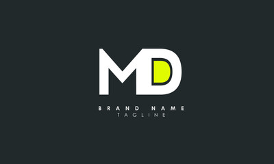Alphabet letters Initials Monogram logo MD, DM, M and D, Alphabet Letters MD minimalist logo design in a simple yet elegant font, Unique modern creative minimal circular shaped fashion brands