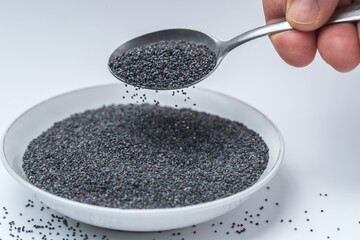Black opium poppy seeds in bulk