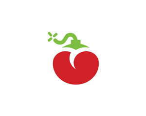 Vegan vector logo for sale. Double meaning logo design that represents a tomato and bomb.