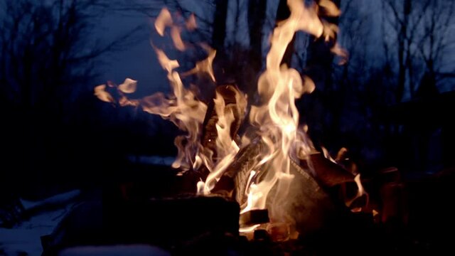 Super slow motion of fire line isolated on black background. Filmed on high speed cinema camera