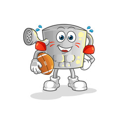 watering can playing rugby character. cartoon mascot vector