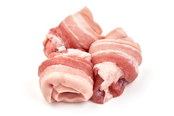 Raw pork belly, isolated on white background