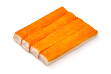 Fresh crab sticks, isolated on white background