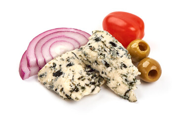 Gorgonzola cheese, isolated on a white background
