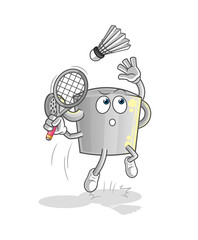 watering can smash at badminton cartoon. cartoon mascot vector
