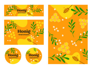 Honey design label elements and banners
