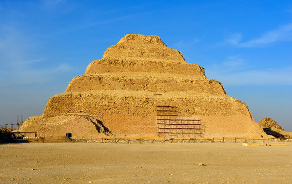The step pyramid , the saqqara pyramid saqqarah Egypt, The Pyramid of Djoser or Zoser, archaeological site in the Saqqara necropolis, Egypt, northwest of the city of Memphis