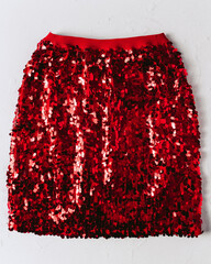 red sequins mini skirt