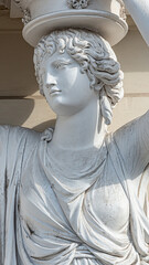 Obraz premium Portrait of young and sensual Roman Renaissance Era woman in Vienna, Austria, details, closeup.
