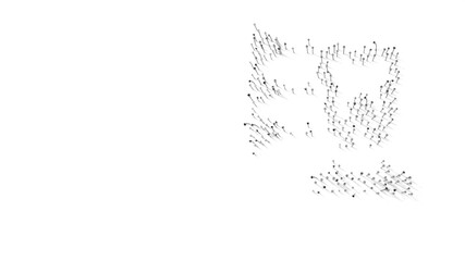 3d rendering of nails in shape of symbol of 3d print stomatology with shadows isolated on white background