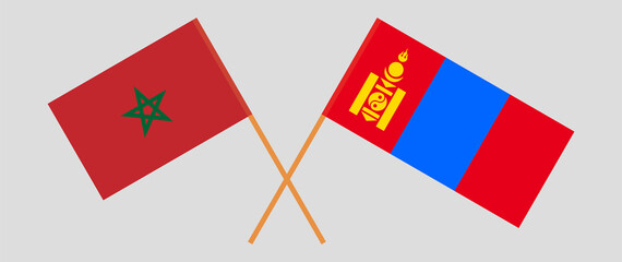 Crossed flags of Morocco and Mongolia