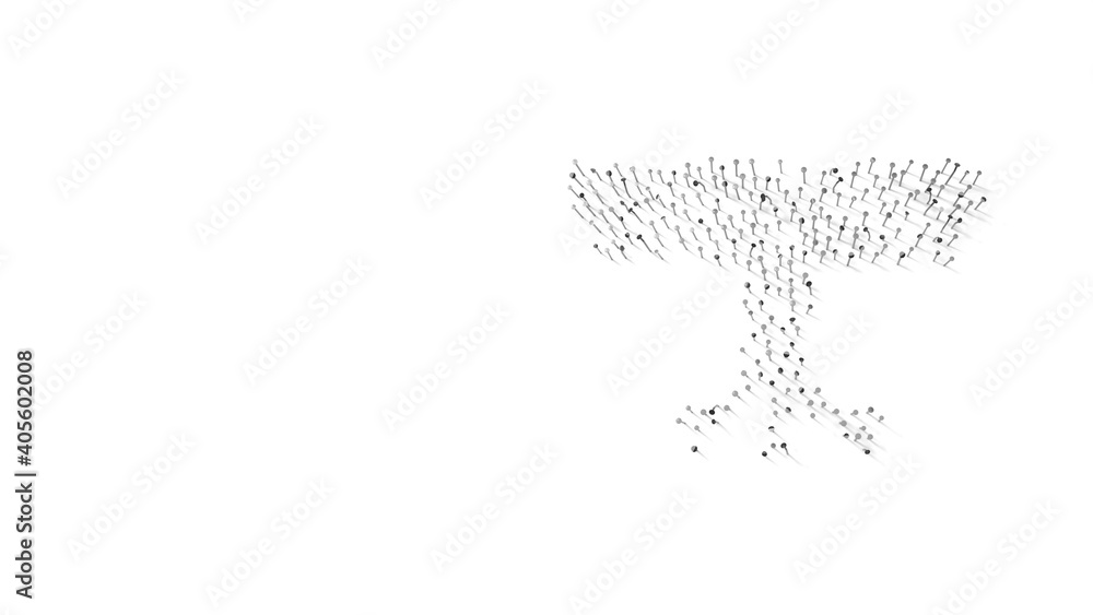 Aufkleber 3d rendering of nails in shape of symbol of vintage table with shadows isolated on white background
