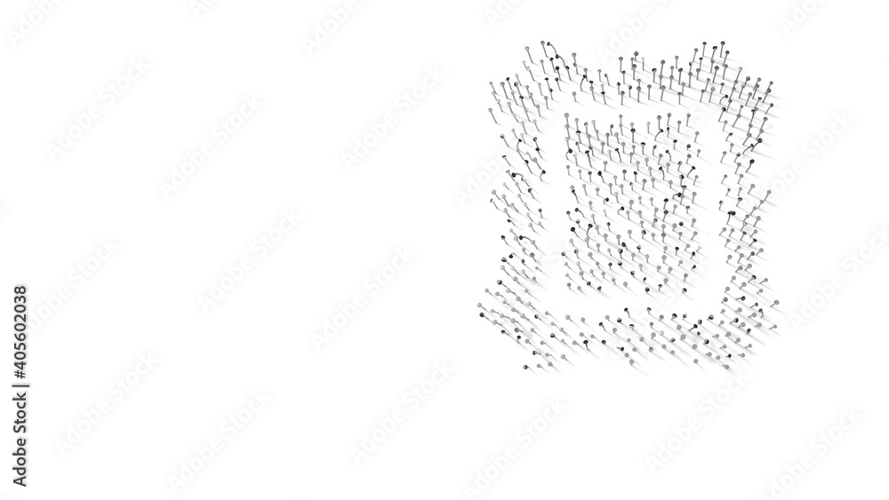 Aufkleber 3d rendering of nails in shape of symbol of vintage frame with shadows isolated on white background