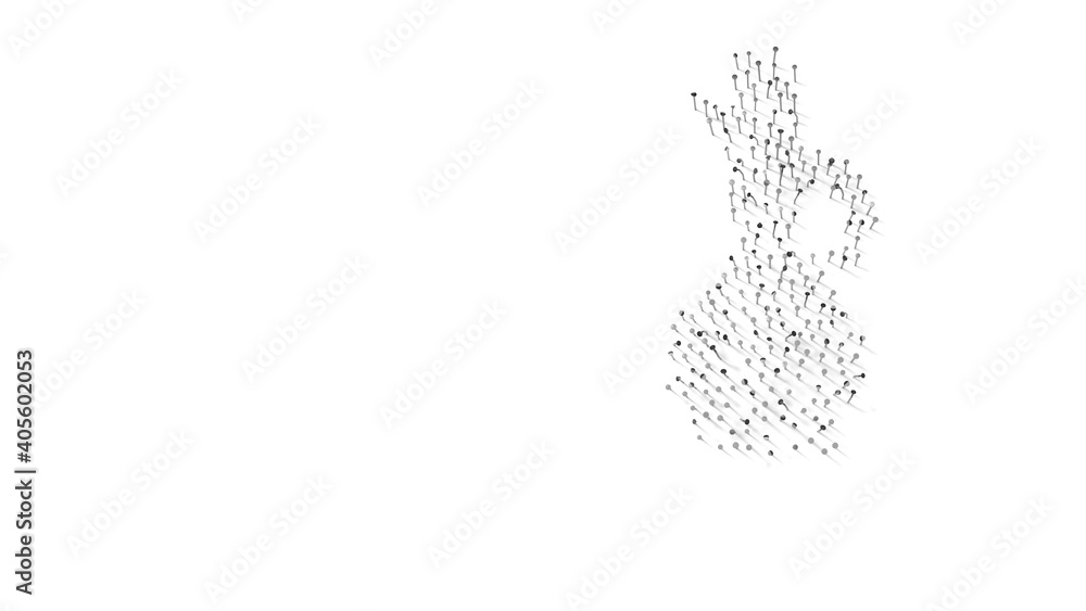 Aufkleber 3d rendering of nails in shape of symbol of vinegar with shadows isolated on white background