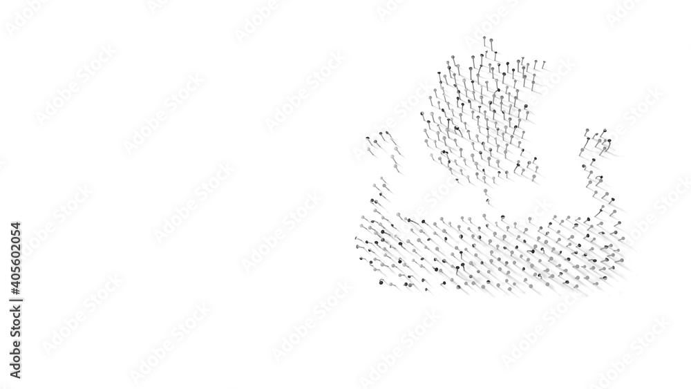 Poster 3d rendering of nails in shape of symbol of viking boat with shadows isolated on white background
