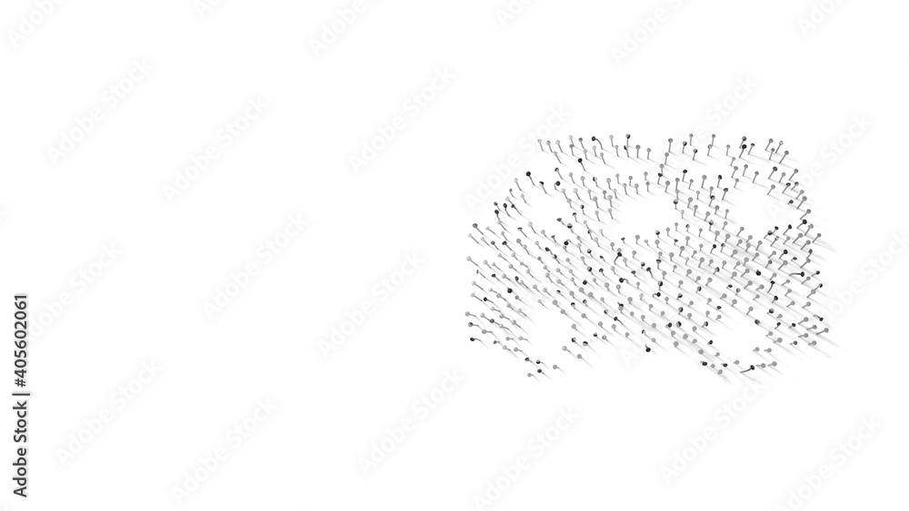 Poster 3d rendering of nails in shape of symbol of van with shadows isolated on white background