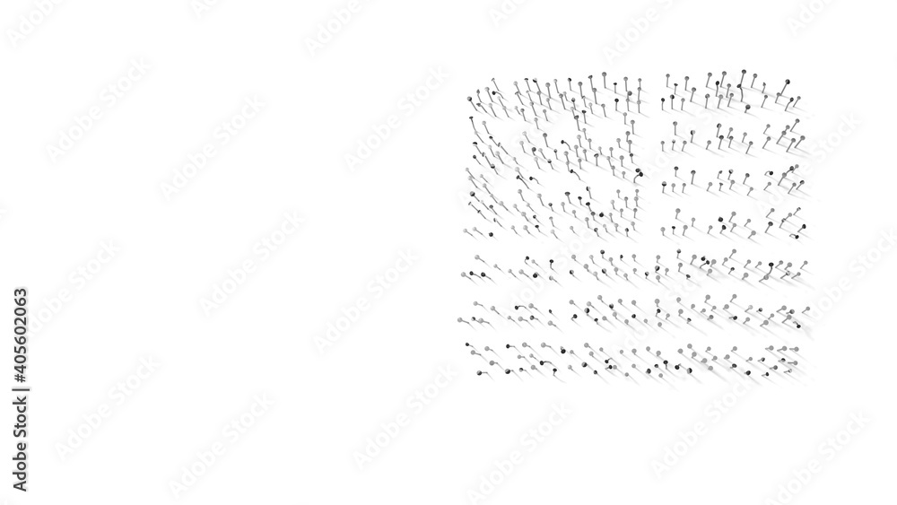 Poster 3d rendering of nails in shape of symbol of usa with shadows isolated on white background