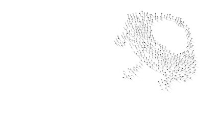 3d rendering of nails in shape of symbol of UFO with shadows isolated on white background