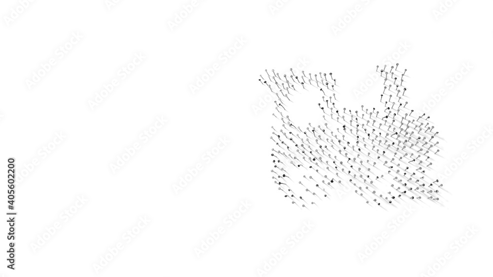 Poster 3d rendering of nails in shape of symbol of train with shadows isolated on white background