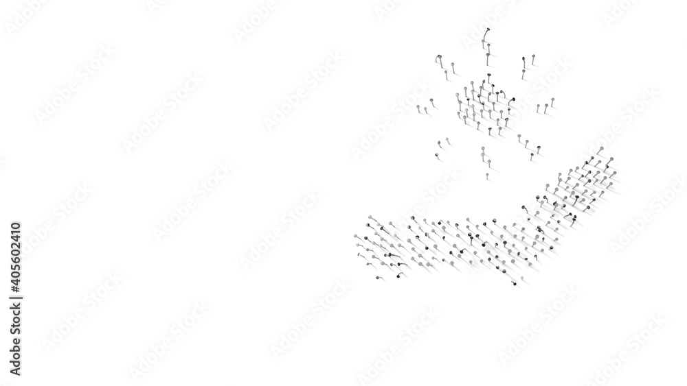 Poster 3d rendering of nails in shape of symbol of sunbed with shadows isolated on white background