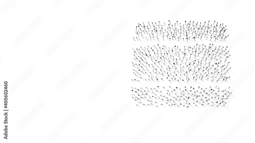 Poster 3d rendering of nails in shape of symbol of spain with shadows isolated on white background