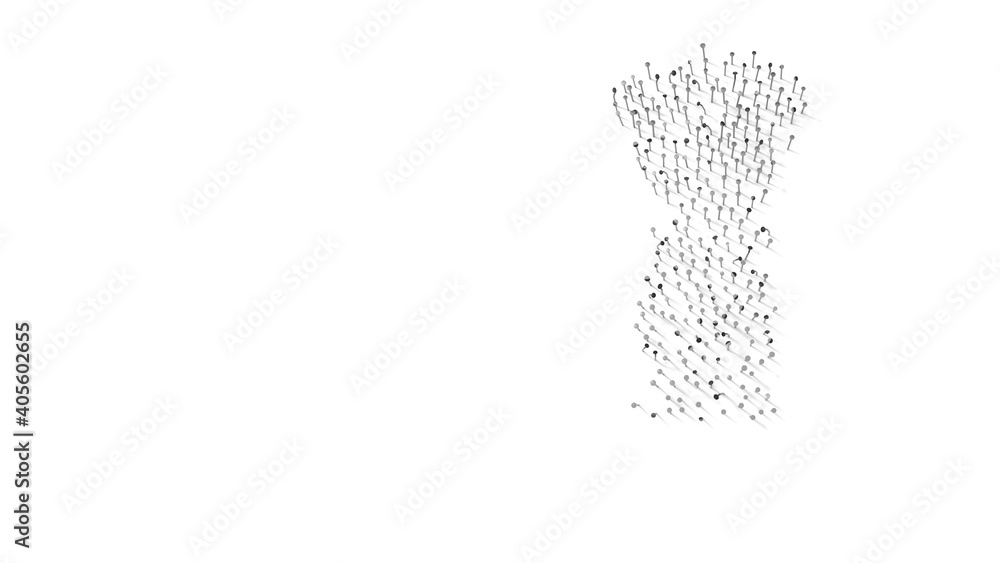 Aufkleber 3d rendering of nails in shape of symbol of shaving brush with shadows isolated on white background