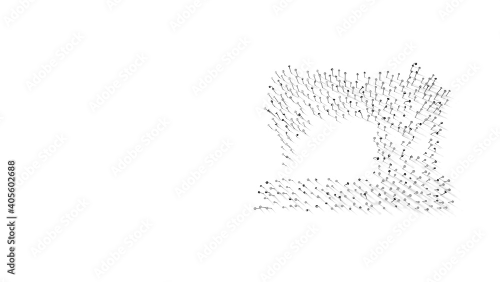 Aufkleber 3d rendering of nails in shape of symbol of sewing machine with shadows isolated on white background