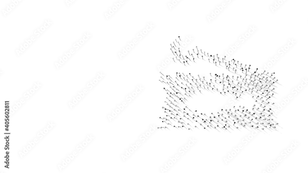 Aufkleber 3d rendering of nails in shape of symbol of sardelle with shadows isolated on white background