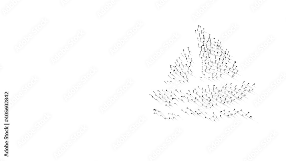 Aufkleber 3d rendering of nails in shape of symbol of sailboat with shadows isolated on white background