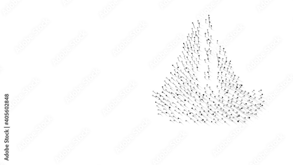 Aufkleber 3d rendering of nails in shape of symbol of sailboat with shadows isolated on white background