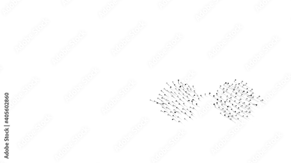Aufkleber 3d rendering of nails in shape of symbol of round glasses with shadows isolated on white background