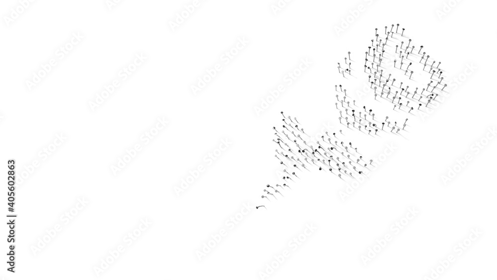 Aufkleber 3d rendering of nails in shape of symbol of rose with shadows isolated on white background