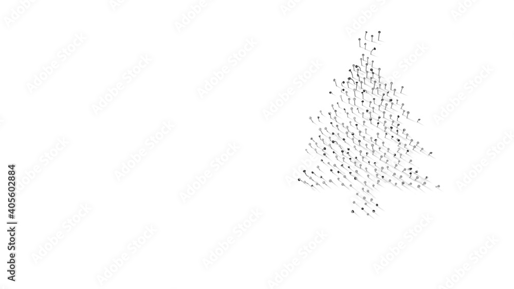 Aufkleber 3d rendering of nails in shape of symbol of christmas tree with shadows isolated on white background