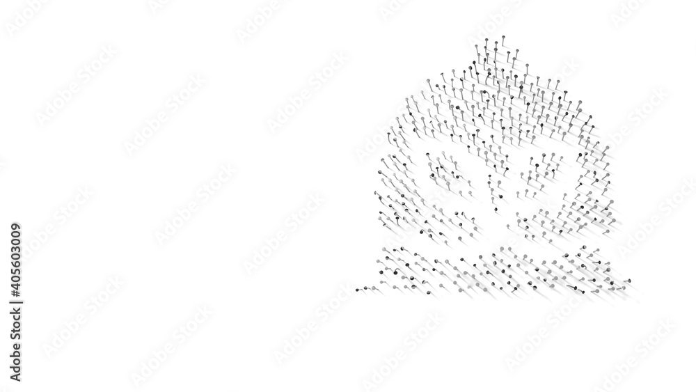 Poster 3d rendering of nails in shape of symbol of plant in glass with shadows isolated on white background