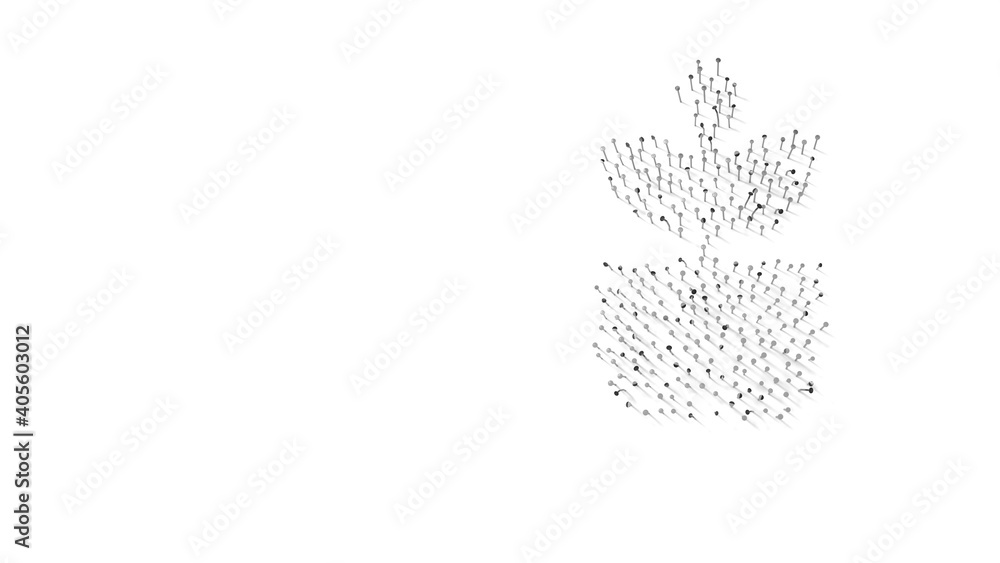 Poster 3d rendering of nails in shape of symbol of plant with shadows isolated on white background