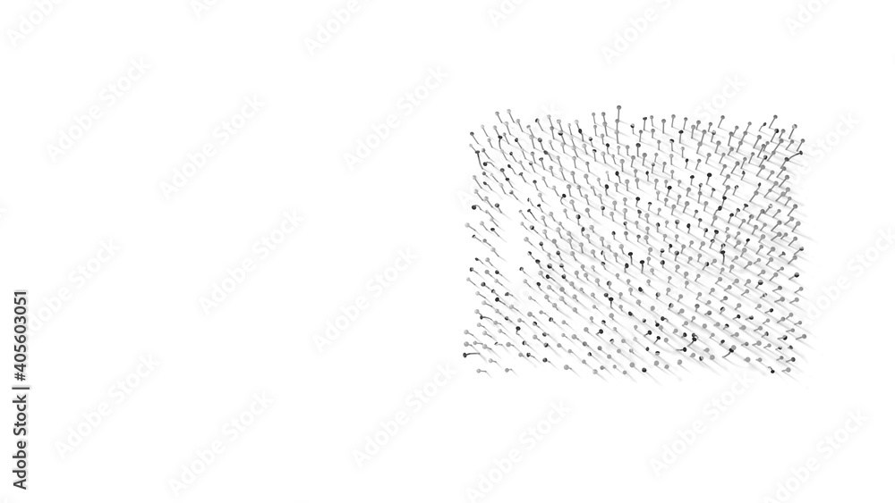 Poster 3d rendering of nails in shape of symbol of pillow with shadows isolated on white background