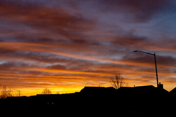 Sunrise Sky in Centrals Plains Suburban Silhouette