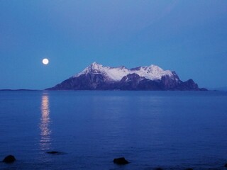 Moon over Fugløya, Norway