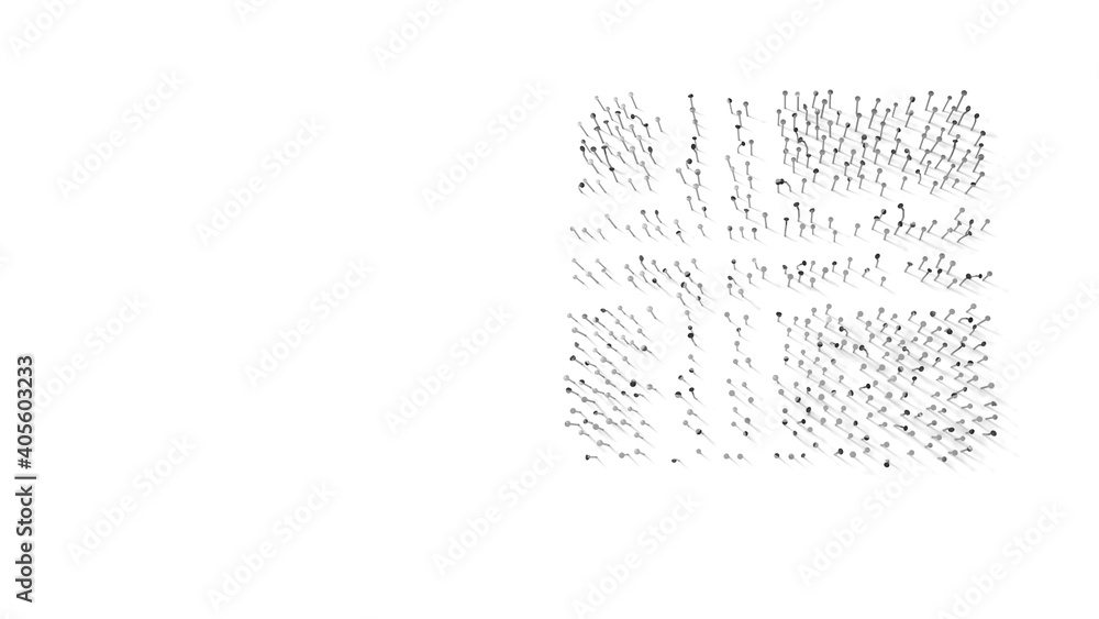 Aufkleber 3d rendering of nails in shape of symbol of norway with shadows isolated on white background