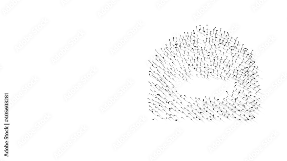 Poster 3d rendering of nails in shape of symbol of mustache wax with shadows isolated on white background