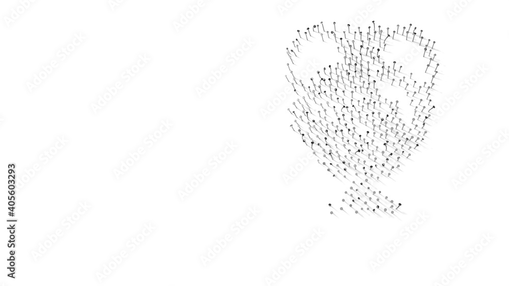 Poster 3d rendering of nails in shape of symbol of museum jar with shadows isolated on white background