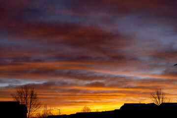 Sunrise Sky in Centrals Plains Suburban Silhouette