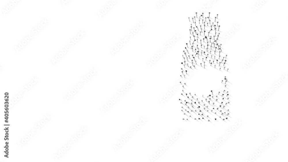 Poster 3d rendering of nails in shape of symbol of ketchup with shadows isolated on white background