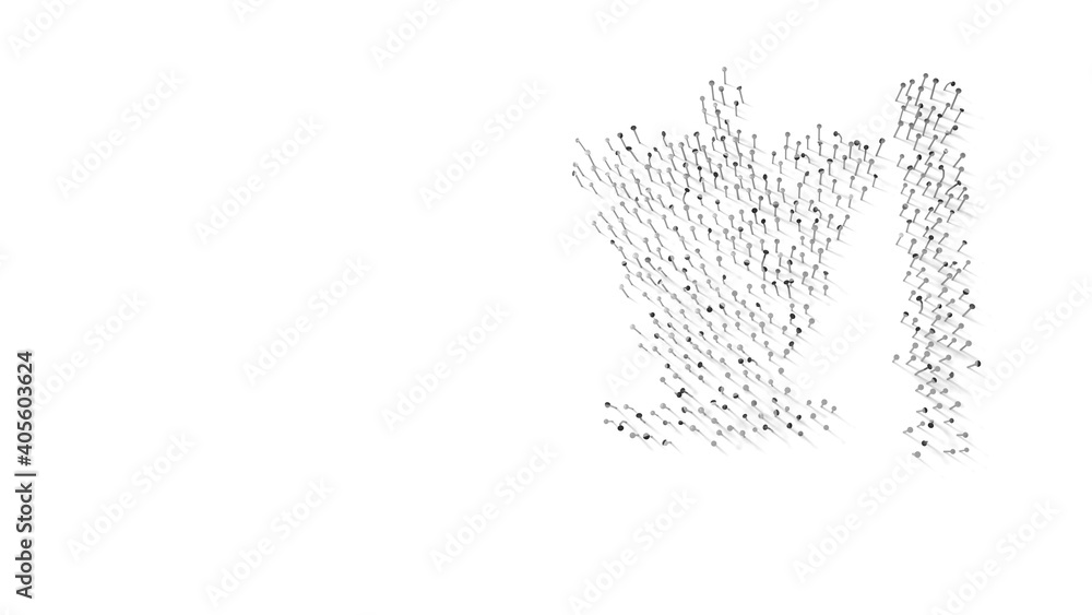 Poster 3d rendering of nails in shape of symbol of kebab with shadows isolated on white background
