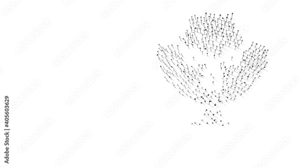 Poster 3d rendering of nails in shape of symbol of jewelry stand with shadows isolated on white background