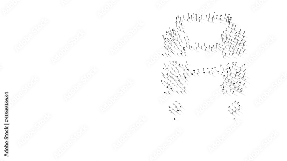 Aufkleber 3d rendering of nails in shape of symbol of jet pack with shadows isolated on white background