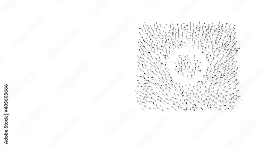 Poster 3d rendering of nails in shape of symbol of japan with shadows isolated on white background