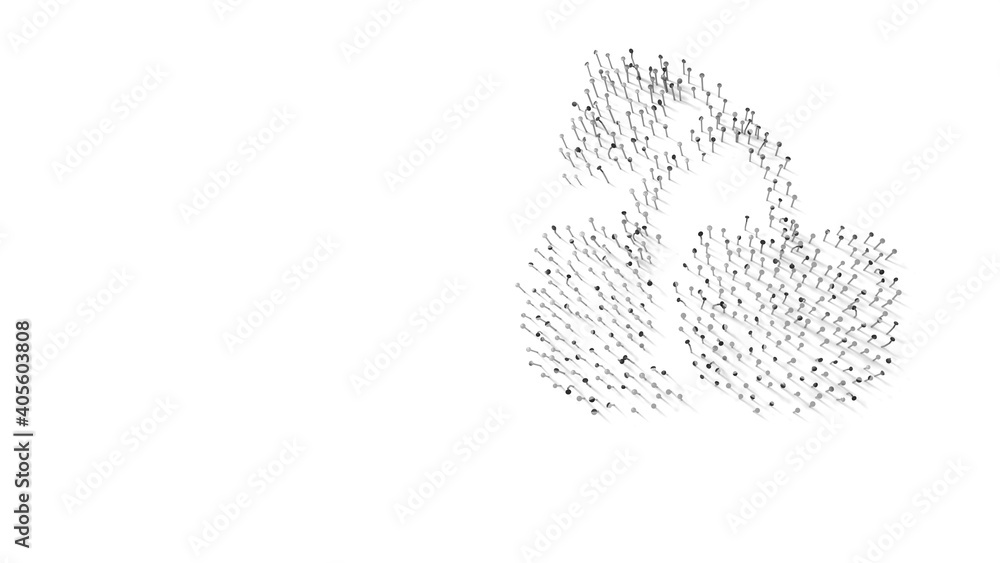 Poster 3d rendering of nails in shape of symbol of cherry fruit with shadows isolated on white background