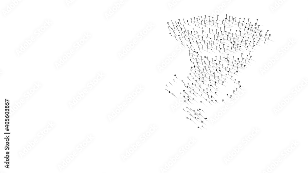 Aufkleber 3d rendering of nails in shape of symbol of hurricane with shadows isolated on white background
